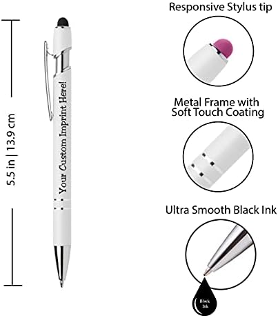 Express Pencils ™ - canetas personalizadas premium com caneta | Linda branca | Cenas impressas de metal de toque suave personalizado