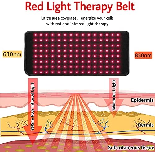 Cinturão de terapia LED, dispositivo de cinto de terapia com luz vermelha infravermelha para a cintura da dor corporal, terapia infravermelha