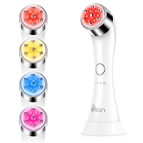 Máquina de aperto de pele de massageador facial, máquina de terapia de luz LED de 4 cores, promover a absorção do creme de