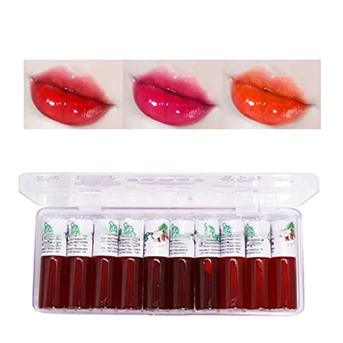 Lipstick em conjunto de 10 esmaltes de frutas de frutas de frutas criativo para uso diário de veludo batom líquido Cosméticos