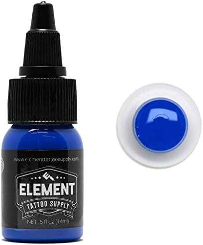 Tattoo de elemento Supply - Tattoo Blue Cobalt Ink - 1/2 garrafa para tatuagem e sombreamento de cores - Permanente - Bright - Bold