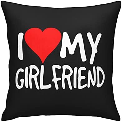 Eu amo minha namorada capa de travesseiro, travesseiro de almofada quadrada de impressão dupla face, para sofá quarto de estar 18x18 polegadas