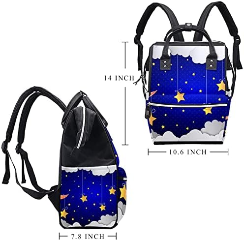 Lua e estrelas nas nuvens Backpack Backpack Baby Nappha Sacos Multi -Função Bolsa de Viagem de Grande Capacidade