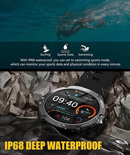 CNBRO Smart Watch for Men IP68 Dial à prova d'água Dial Bluetooth A Outdoor Tactical Smart Watches Military Fitness Trackers Mens