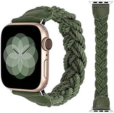 Minyee Compatível com a banda Apple Watch trançada 38mm 40mm 41mm, Loop solo Varredora de designer elástica Mulheres Mulheres