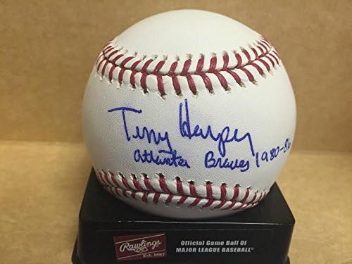 Terry Harper Atlanta Braves 1980-86 assinado M.L. Beisebol com coa