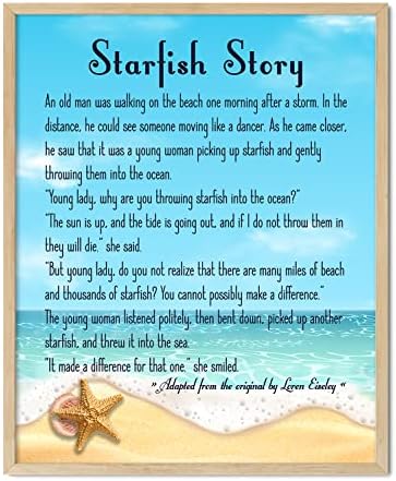 16x20 The Starfish Story Poster Large; The Star Thrower Wall Art; Arte de parede de praia inspirada; Princho de Poema Náutico; Loren Eiseley CITO