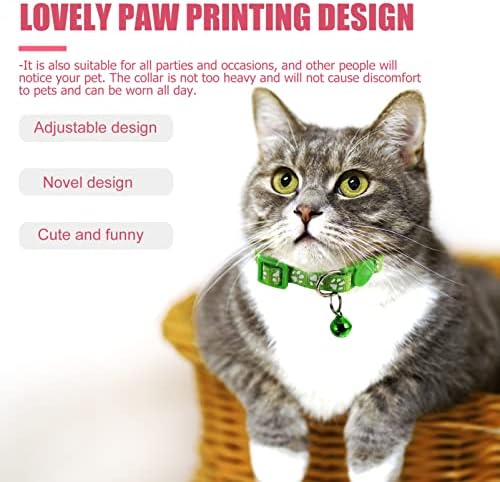 IPETBOOM CAT CLAR CLARA 5PCS Breakaway Gato Collar Paw Print Cat Collar Fashion Washable for Dogs Cats Animais de segurança