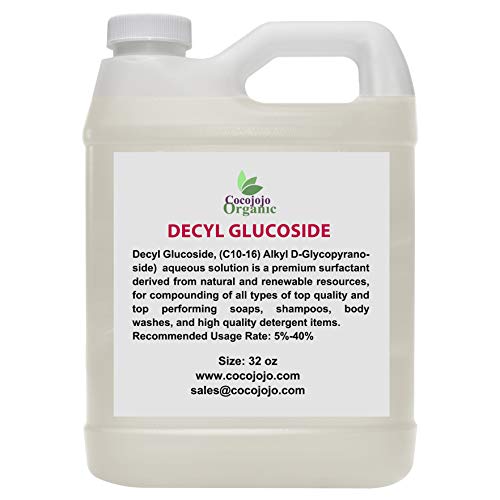Surfactante natural de glucosídeo de decil - tamanho a granel de 32 onças - natural, derivado de plantas, não -OGM, biodegradável -