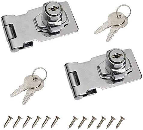 BTMB HASP Lock HASP Bloqueio de 2,5 polegadas Fixação de segurança Bacas de segurança para portas pequenas pacote de 2, com chave
