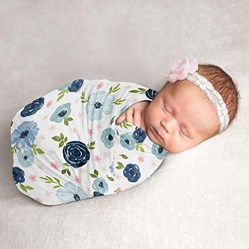 Doce jojo projeta aquarela floral menina swaddle manta camisa estirada malha para recém -nascido ou infantil recebendo