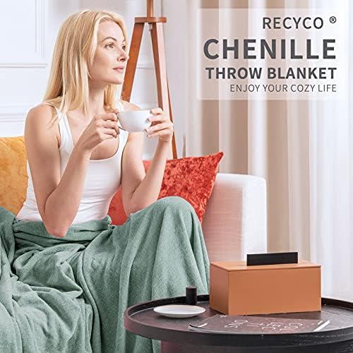 Recyco Throw Blanket Soft aconchegante Chenille Throw Planta com borla Fringe para sofá Cadeira de cadeira Cama de