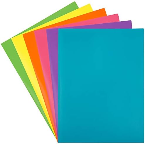 Jam Papel A4 Plastic 2 Pocket School Pop Pastas - Variação de cores primárias - 6/pacote