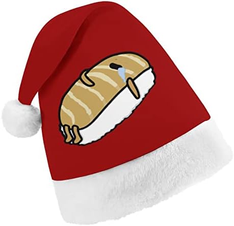 Linda peixe sushi luxuoso chapéu de natal travessura e lindos chapéus de Papai Noel com borda de pelúcia e decoração de natal de conforto