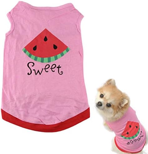 Vestuário de verão yomxl para cachorro pequeno, fofo filhote de cachorro gato de gato clássico colete aquático de melancia