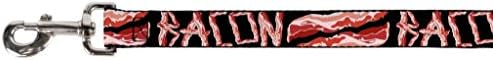 Coleira de estimação de fivela - bacon com texto2 - 4 pés de comprimento - 1 de largura