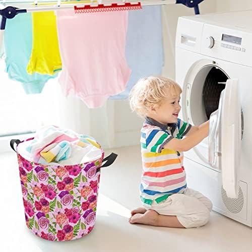 Cesta de lavanderia Floral Pattern07 Restre de lavanderia com alças cesto dobrável Saco de armazenamento de roupas sujas para quarto, banheiro, livro de roupas de brinquedo