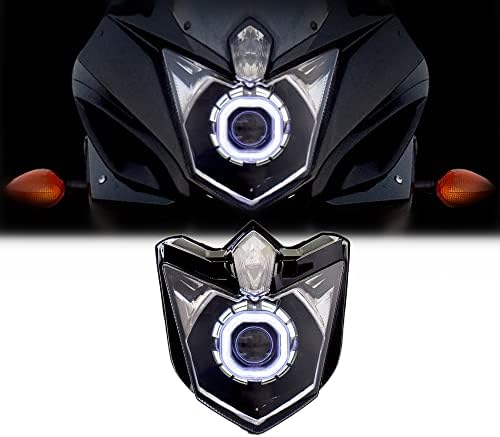 Conjunto de faróis KT HID e LED para FZ6R 2009-2017 Angel White Eyes Custom Modified Motorcycle Sportbike Front Head Lamp