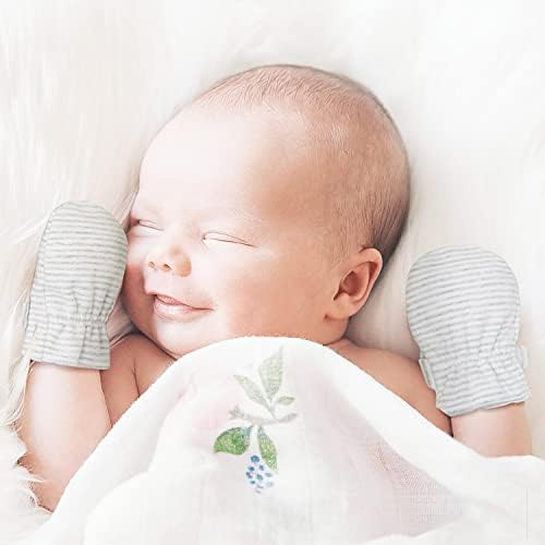 Baby recém -nascido, sem luvas de arranhão, fica, algodão respirável, luvas infantis ajustáveis ​​para meninas meninas, luvas