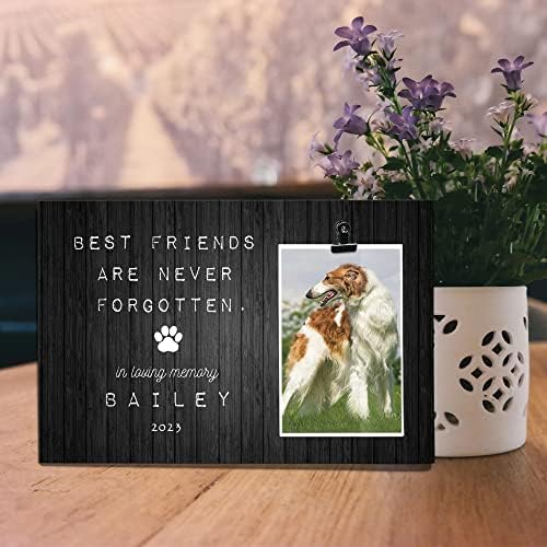 Os melhores amigos nunca são esquecidos, em memória amorosa Borzoi Dog Personalizado Memorial Memorial Photo Clipe, presente
