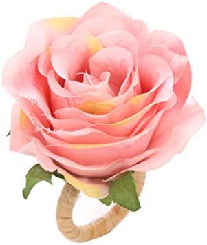 N/A requintado casamento de rosa flor rosa anel de guardanapo anel de guardanapo de boca floral anel de guardana
