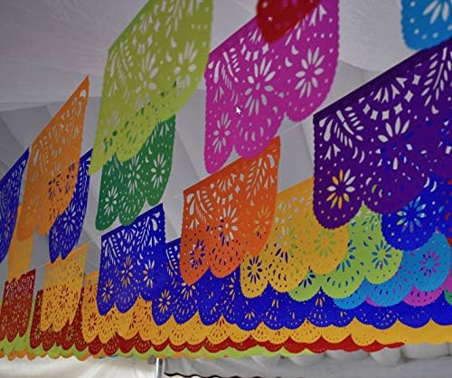 OLÉ RICO - PACOTO PLÁSTICO PICADO 1, Ideal para uma festa mexicana, Cinco de Mayo, festas com temas mexicanos e decorações de festa de festa, 16 pés de comprimento - 10 designs únicos.