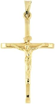 Lucchetta - Crucifixo de ouro de 14 kt Cross Cross Jesus Pinging - Gold Italy Religion, 1,18x0,69 polegada, pingentes