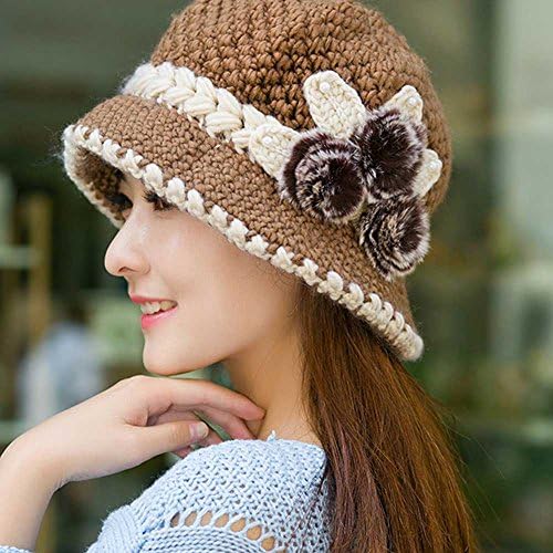Chapéus de gorro de malha para homens homens flores crochê lady mulher chapéu de inverno malha de orelhas quentes decoradas