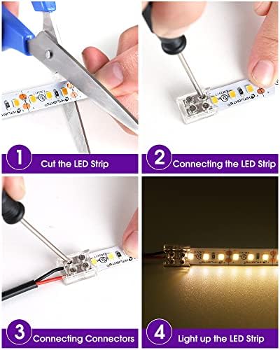 Kit de luz de tira LED de hitllights, 24,6 pés neutro branco 4000k tiras de luz LED listadas na listada UL + 26 pacote
