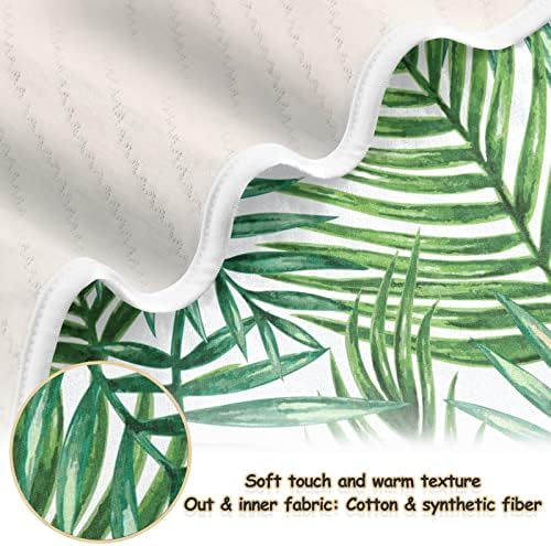 Cobertor de arpical folhas tropicais folhas de algodão para bebês, recebendo cobertor, cobertor leve e macio para berço, carrinho,