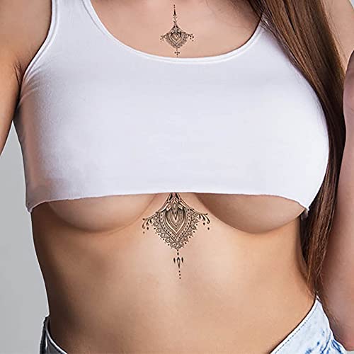 Desbotada temporária da cintura em adesivos de tatuagem corporal Acessórios pretos à prova d'água no peito para tatuar 5,7,9