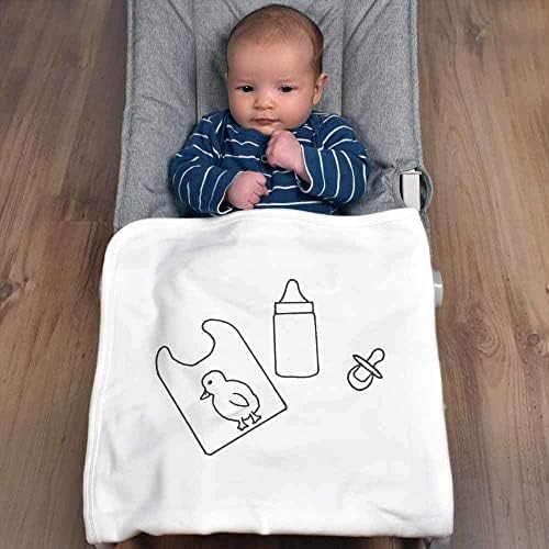 Azeeda 'babador, manequim e garrafa' cobertor de bebê de algodão/xale