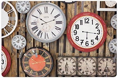 Ambsosonne Relógio Pet Tapete Para comida e água, relógios antigos na parede instrumentos de tempo de design de design vintage,