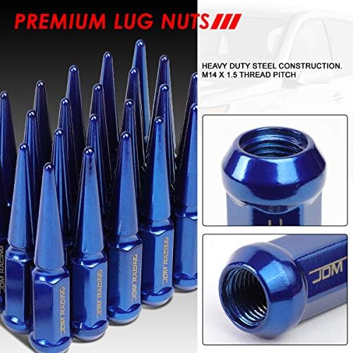 24 PCs azul de aço pesado M14 x 1,5 23 mm OD /112mm de altura rodas de assento cônico de altura Conjunto de nozes+tecla de bloqueio