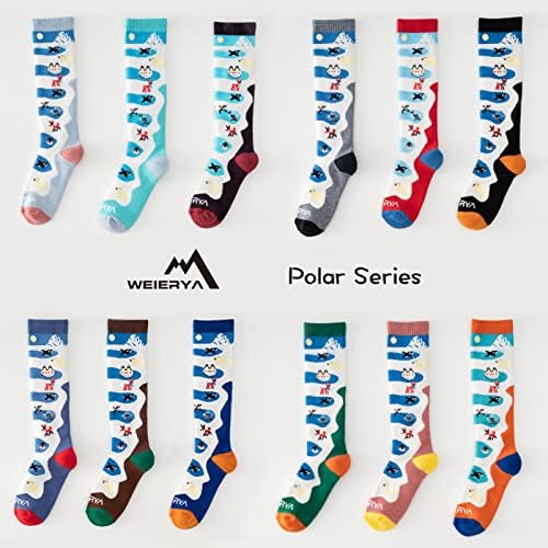 Weierya Kids Ski Socks Merino Wool, meias de neve térmica, meias de lã até os joelhos para meninos e meninas, 1/3 pares