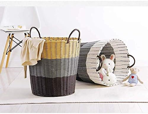 Uxzdx grande cesta de corda de algodão armazenamento com alças - cesta de armazenamento de brinquedos de tecido cinza Chevron para cesto de lavanderia, fraldas, viveiros, brinquedos, toalhas