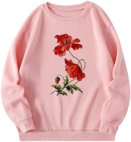 Beuu feminino de pescoço redondo casual jumpers florais jumpers