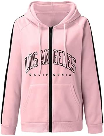 Jaqueta de Los Angeles California para Mulheres Capuzes Full Full Up Poltos de impressão de manga comprida Capuz de moletom casaco
