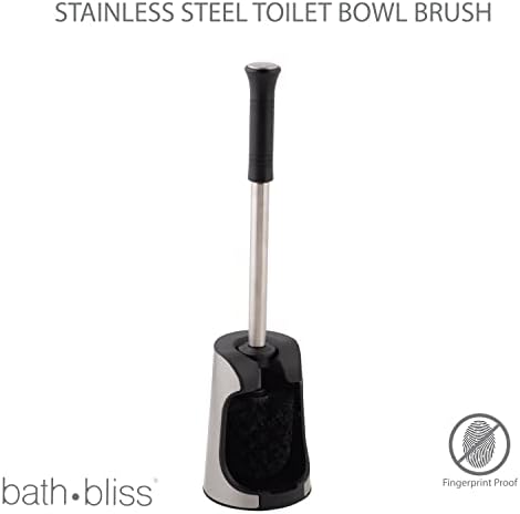 Bath Bliss Snap Hold Hold Bush e suporte do vaso sanitário | Banheiro | Limpeza e armazenamento | Base aberta seca rápida | Economia de espaço compacto | Alça fácil de aderência | Aço inoxidável