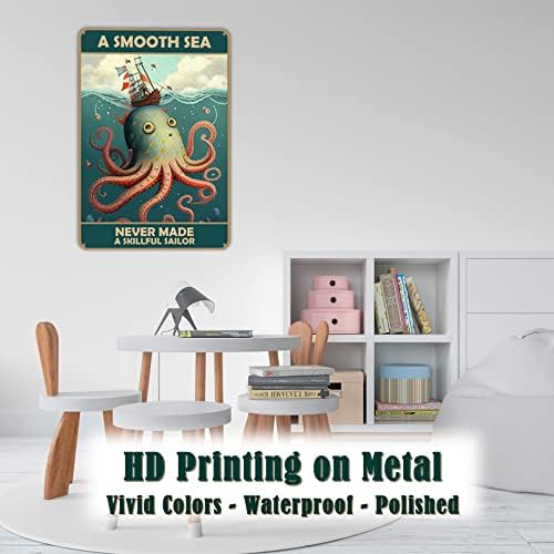 Earus velejando decoração de parede náutica para crianças, Octopus Motivational Decor Gifts for Boys Girls Bathroom Bedroom
