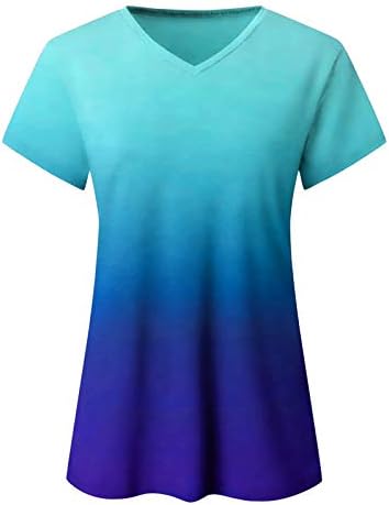 Camiseta casual de verão feminina V Camiseta de manga curta Camiseta de manga curta Tops de blusa de ajuste solto 2023