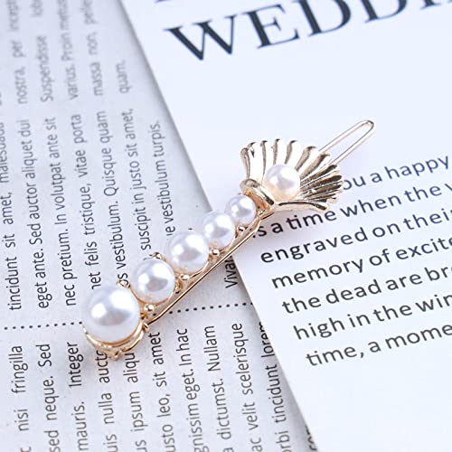 STTIAFAY Vintage Pearl Shell Clip Gold Pearl Hair Barrette Shell Cabelo Cabelo French Pearl Hair Pin Barrette Decorativo