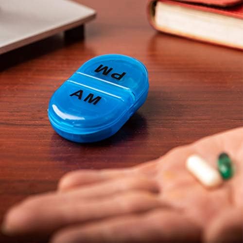 Deke Pill Box Organizer Pocket Spot Solder, contêineres diários AM e PM. Titular de medicina, ideal para medicamentos, vitaminas,