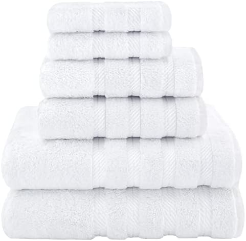 American Soft Linen 6 peças Conjunto de toalhas e 21x32 pacote de tapete de banho com espuma fofo