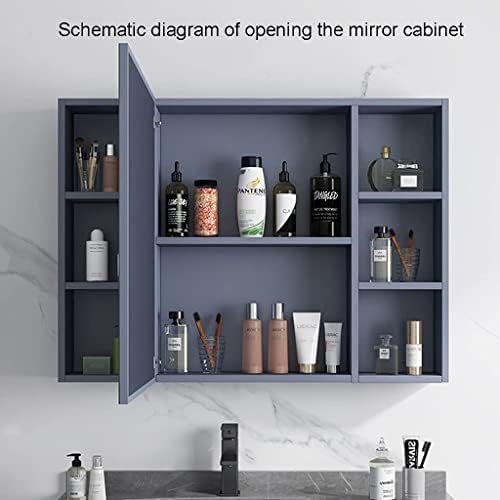 Razzum Mirror Vaity Gabinete espelhado, armários de espelho do banheiro, armário de remédios montados na parede, uma porta, com luz