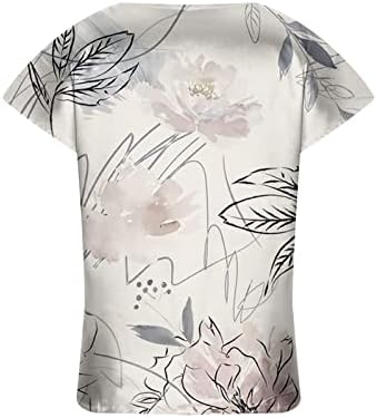 Camisas femininas nokmopo feminino impressão casual moda casual decote em vil de manga curta de decote curto tops blusa