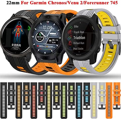 Bdnjn 22mm de pulseira de pulseira para Garmin Venu 2/Vivoactive 4 Smartwatch Silicone WatchBand Forerunner 745/Fenix ​​Chrons Belt
