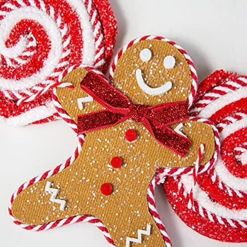 Raz importa Kringle Candy Co. 4 'Gingerbread Men e Lollipop Garland