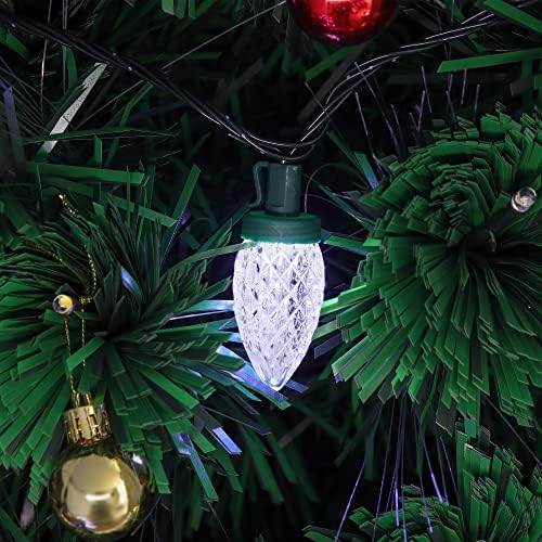 LJlnion Christmas C9 Luzes de cordas frias brancas, 50 luminárias de fadas ao ar livre de 33 pés, luzes de cordas de fio verde