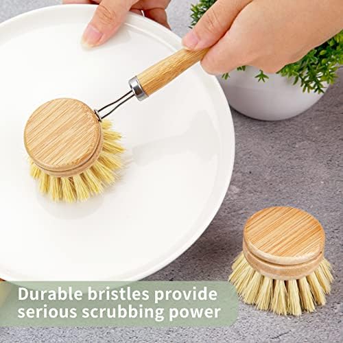Escova de prato de bambu - produtos ecológicos, escova de lavagem natural de lavagem de prato durável.